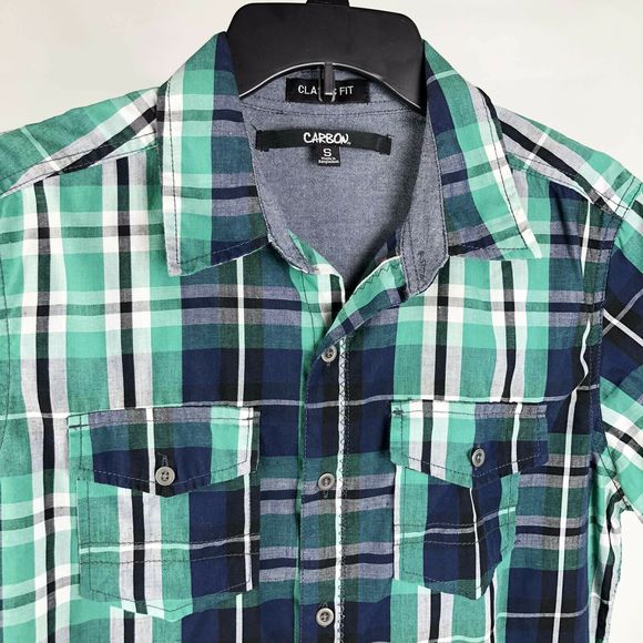 Carbon Classic Fit Mens Shirt Green Size S - Picture 2 of 8